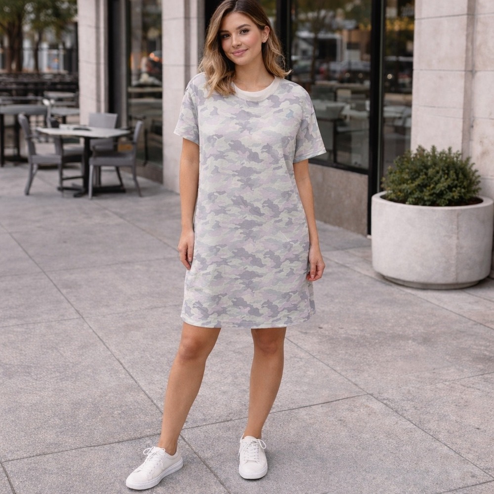 Old Navy Easy Tee Short Sleeve Cotton T-Shirt Dress Camouflage-‎ Large- Summer